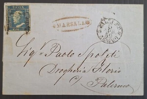 1859 Sicily Italy Folded Cover ties 2G Ferdinando II stamp Marsala to Palermo - Picture 1 of 4