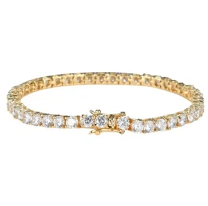 9ct Tennis Bracelet Yellow Gold 18K Lab-Created LED Box Diamond Test Pass 19cm - Picture 1 of 3