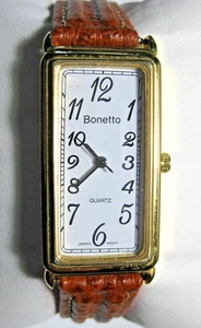 Orologio Donna Quarzo Bonetto Tank Allungato Nuovo Cinturino Hirsch - Foto 1 di 7