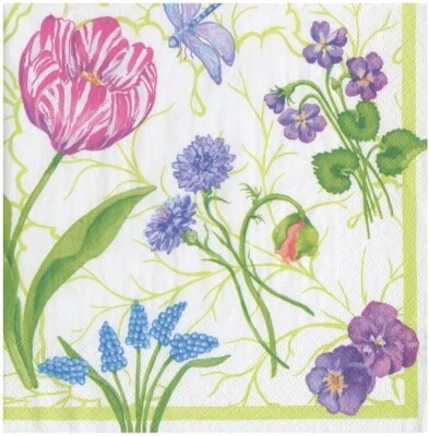 Caspari Paper Luncheon Napkins, Floral Majolica - 2 Packs (18410L) - Image 1 of 4