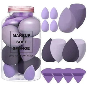 12/14pcs Makeup Sponge Blender Beauty Egg with Storage Bottle Cosmetic Puff Foun - Picture 1 of 29