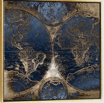 Nature Magick World Map Antique II - Canvas Print, No Frame, 26x26", NIB - Image 1 of 2