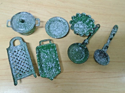 Juego de cocina AB England Childs 8 piezas metal granito esmalte verde/blanco Foto 1 de 4