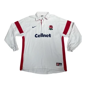VINTAGE ENGLAND 1997-99 Home Rugby Jersey XL Nike Cellnet Shirt Strip Top Ex Con - Picture 1 of 16