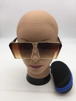 Gucci Women's Full Rim Gold Frame Trendy Sunglasses 52-16-145 Brown Lenses - Image 1 of 4