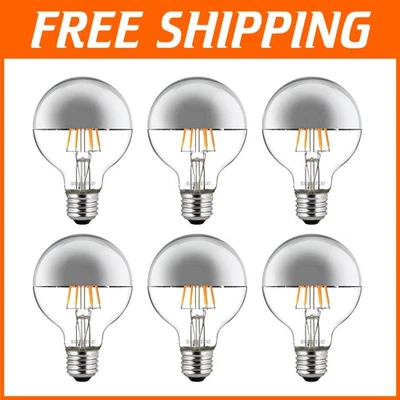 Elegant G25 Edison Half Chrome Bulb - Dimmable LED Light, 530 Lumens, E26 Base - Image 1 of 4