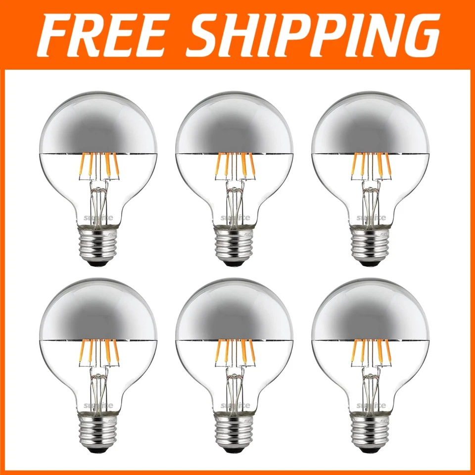 Elegant G25 Edison Half Chrome Bulb - Dimmable LED Light, 530 Lumens, E26 Base - Image 1 of 4