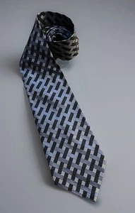 Emilio Romano Neckwear Tie Blue Silver Diamond Pattern Italy 100% Silk JBHS - Picture 1 of 4