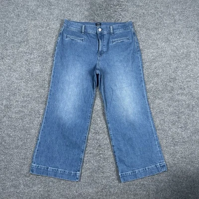 Pantalones de mezclilla J Crew de pierna ancha para mujer 29 Petite azul tiro alto estilo CB375 Foto 1 de 4