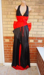 DIY dress black red bow backless wrap corset halter neck long maxi dress 12 M - Picture 1 of 15