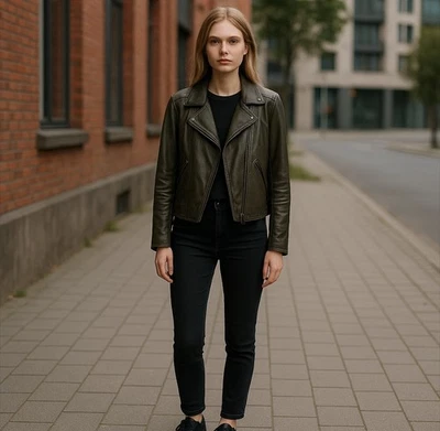 Chaqueta corta BLANK NYC para mujer de cuero vegano motociclista talla M festival gótico Foto 1 de 4