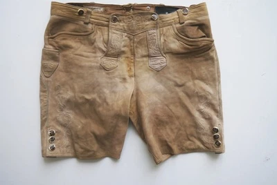 Kurze leichte Lederhose Landhaus C&A Oktoberfest Stickerei schön verspeckt Gr.54 - Bild 1 von 4