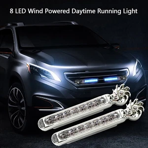 1Pcs Wind Powered 8 LED Car DRL Daytime Running Light Fog Warning Auto Head L DR - Picture 1 of 12