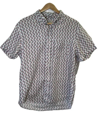 J. Crew Men’s 100% Linen Button Down Birds Print S/S Shirt, Size Medium - Image 1 of 4