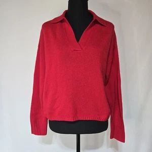 Aqua Bloomingdale’s 100 % Kaschmir Kragen Pullover rot weich Strick Small neu mit Etikett - Bild 1 von 6