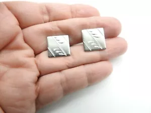 Pat. Anhänger. Lasergeschnittene silberfarbene quadratische Manschettenknöpfe aus Metall - Bild 1 von 4