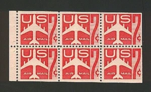 USA BOOKLET - SC# C60a AIR MAIL 7c PANE OF 6 SHINY GUM - SEE PICTURE - Picture 1 of 1