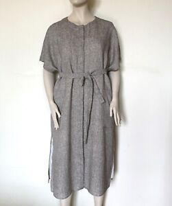 MARINA RINALDI,  Linen & Silk  Dress in Beige, Size MR 25, 16W US, 46 DE, 54 IT