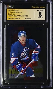 Teemu Selanne Signed 1995-96 Score Black Ice CGC 8 JSA 10 Auto Signature Series* - Picture 1 of 2