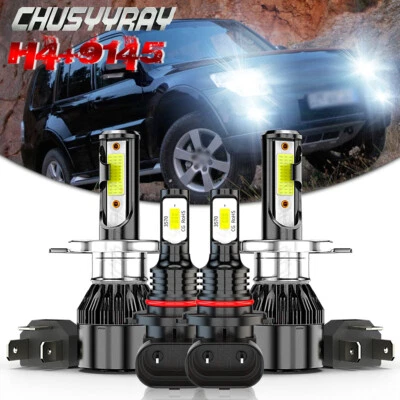 Para Mitsubishi Montero 2001-2005 - 4X lâmpadas de faróis de LED feixe Hi/Lo + luzes de neblina - Imagem 1 de 4