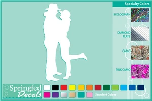 COWBOY & COWGIRL Silhouette #1 cut vinyl decal car truck window sticker in Love - Foto 1 di 1