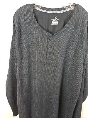 International Report Designer Henley Black Waffle knit thermal Shirt Size XL - Image 1 of 4