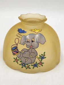 Vintage Westmoreland Yellow Fairy Lamp Top with Elephant & His Drum and Birds - Picture 1 of 13