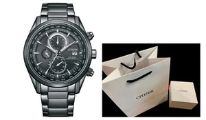 new Citizen Ø43mm Eco-Drive Radio Control AT8265-81E pvd Black face world time - Picture 1 of 11
