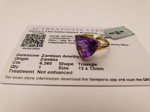 Gemporia 9ct Gelbgold 6,36 kt sambisch lila Amethystring N 1/2 brandneu mit Etikett - Bild 1 von 7