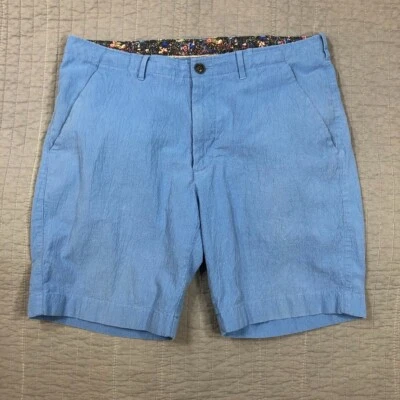 Caribbean Shorts Men 36 x 9 Blue Textured Chino Preppy Beach Coastal - Image 1 of 4