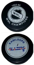 1983-84 KAMLOOPS BLAZERS WHL CHAMPIONS VINTAGE  OFFICIAL HOCKEY PUCK MADE IN GDR