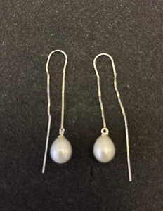 Par de pendientes colgantes con enhebrador de plata - Imagen 1 de 4