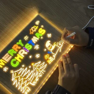 Tablero de notas de mensajes acrílico con luz nocturna LED personalizada borrable dibujo regalo - Imagen 1 de 15