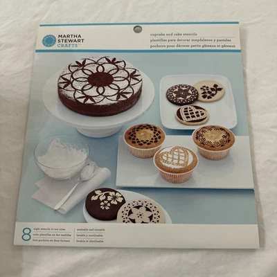 Juego de plantillas vintage de cupcakes y pasteles Martha Stewart 8 piezas NUEVO corazones florales 2011 Foto 1 de 2