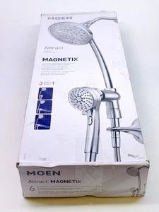 Pommeaux de douche doubles Moen 28586 Chrome Attract Magnetix 6 pulvérisateurs LIRE description ! - Photo 1 sur 13