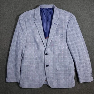 Ben Sherman Seersucker Blazer Jacket Men 40S Blue Check Crown Unstructured Plaid - Bild 1 von 15