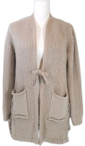 Janice Apparel M/L Cozy Rib Knit Cardigan Sweater Front Pkts Oatmeal Beige Boho - Picture 1 of 8