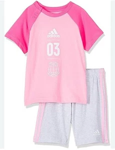 ADIDAS Girls 2 PC Short Set Tee or Tank with Shorts; Sizes 18 Months To 24 - Picture 1 of 6