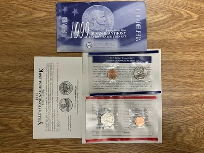 Juego de monedas 1999 Susan B. Anthony sin circular Philadelphia Denver Omp EE. UU. Juego como nuevo Foto 1 de 4