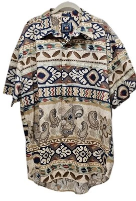 Camisa Chaps Ralph Lauren Para Hombres XL Hawaiana Abotonada Paisley Campamento Camisa Pecho 56" Foto 1 de 4