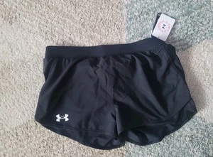 NWT Under Armour Running Shorts – girls Fly By Shorts Black / White Youth XL YXL - Picture 1 of 3