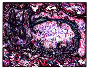 Original HAPPY GRAVE 2022 Painting horror outsider art : "RABBIT HOLE" - Picture 1 of 1