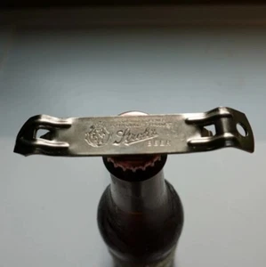 STROH's beer Detroit Vintage Metal Beer Bottle Opener Churchkey - Picture 1 of 4