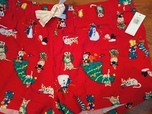 Womens Large Pajama Sleep Lounge Shorts Red Holiday Pets Ladies Large PJ Shorts - Picture 1 of 3
