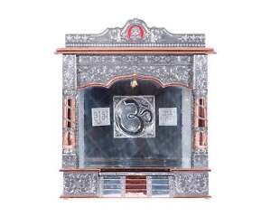 Home Pooja Wooden Mandir Plated with Copper Oxidized Aluminuim Sheet 12X26X29 IN