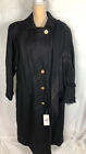 NWT $349 Lady Suzette Black Wool Swing Coat Button Down Sz 22 Removable Scarf