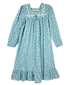 Long Sleeve Night Gown Modest Sleep Dress Shirt- 37" Bust/43"Length Vintage - Picture 1 of 10