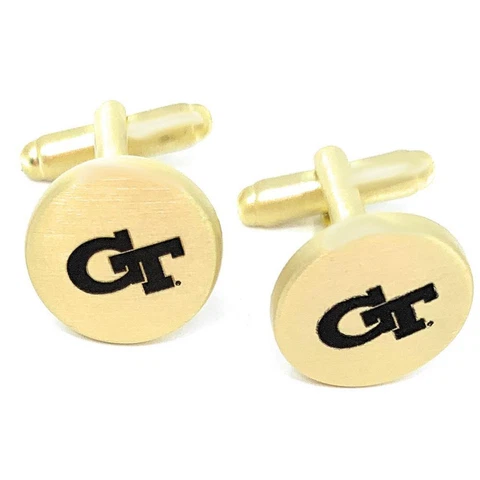 Georgia Tech GT Cuff Links Brushed Gold Cufflink Set Cover