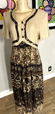 Vestido Floral Vintage Años 80 Stuart Alan Boho Corbata Talla 8 y9 Foto 1 de 4