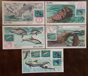 #2508-2511 Sea Creatures COLLINS HAND PAINTED FDC Set of 5 Perfect!!! - Picture 1 of 6